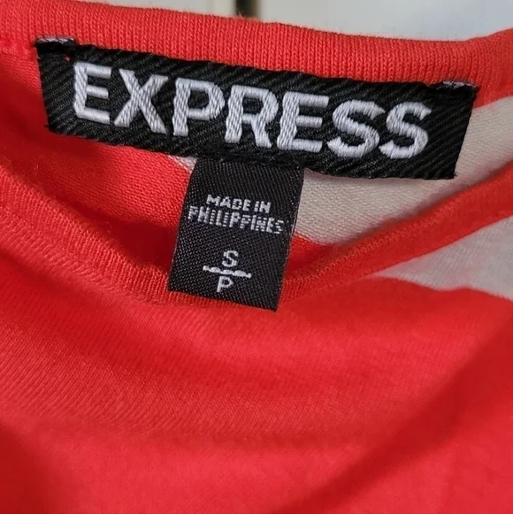 NWT Express Red & Beige Striped One Shoulder Dress - Picture 5 of 10